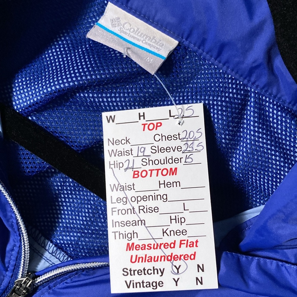 Columbia blue rain jacket with vent shoulder and hidden hood in collar. 126 - Picture 7 of 7